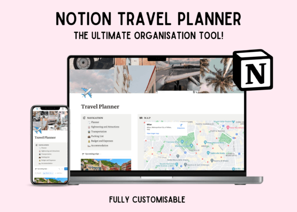 Notion Travel Planner Dashboard Template Graphic Graphic Templates By stormdigitalco