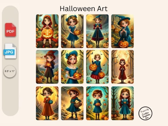 Spooktacular Halloween Girls Graphic AI Illustrations By Creative Templates Den