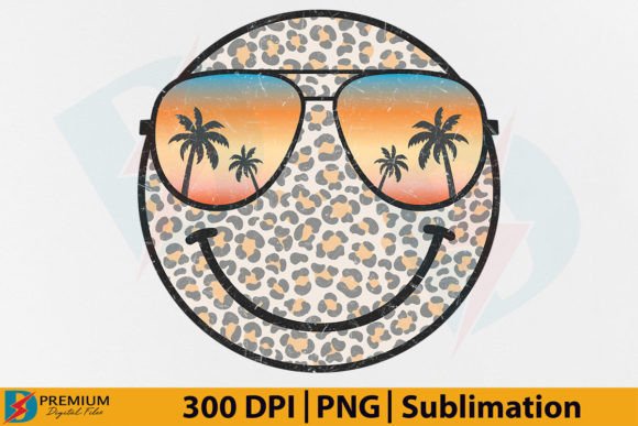 Summer Beach Smiley Face PNG Sublimation Graphic T-shirt Designs By Premium Digital Files