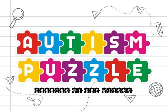 Autism Puzzle Decorative Font By edywiyonopp
