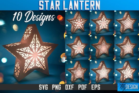 Star Lantern SVG | Paper Cut SVG | Night Gráfico Artesanato Por flydesignsvg
