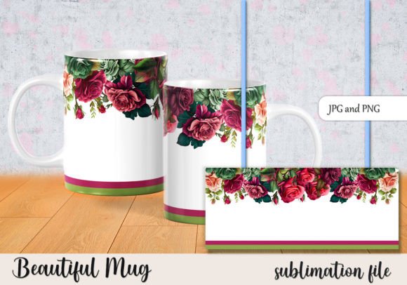 Sublimation Mug Roses Graphic Print Templates By StardDesign