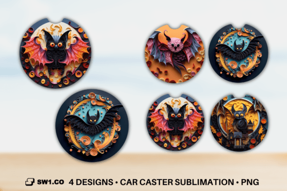 Bat Car Coaster Sublimation Designs PNG Graphic Crafts By sw1co design