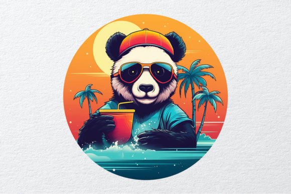 Panda Chill at the Beach Graphic Crafts By cvanscussell600