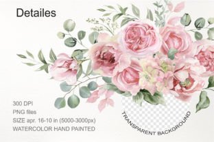 Pink Floral Clipart. Watercolor Flowers Graphic Illustrations By WatercolorGardens 5