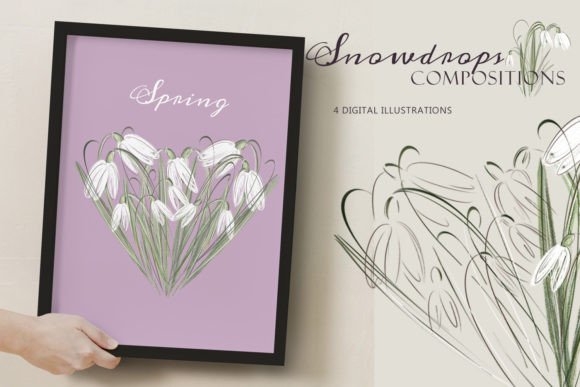 Snowdrops Compositions Graphic Illustrations By Leonaa art