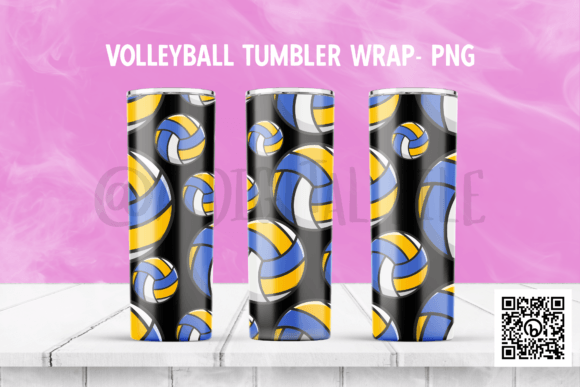 Volleyball Tumbler Sublimation Wrap PNG Illustration Modèles d'Impression Par ADF Design