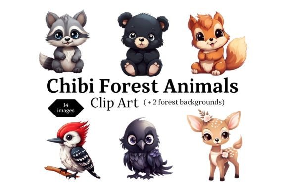 Chibi Forest Animals Clip Art Grafika Przezroczyste pliki PNG AI Przez Lady P Graphics