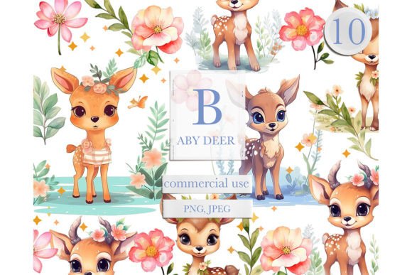 Cute Deer Clipart, Woodland Animals Graphic Illustrations By UsisArt