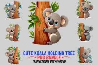 Cute Koala Holding Tree 8 PNG Clipart Gráfico Ilustraciones Imprimibles Por DigitalCreativeDen 1