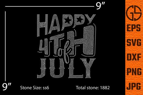 Rhinestone Template Happy 4th of July. Graphic Crafts By Graphic Solution
