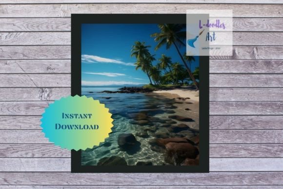 Tropical Beach Water Background Graphic AI Illustrations By l_doodles