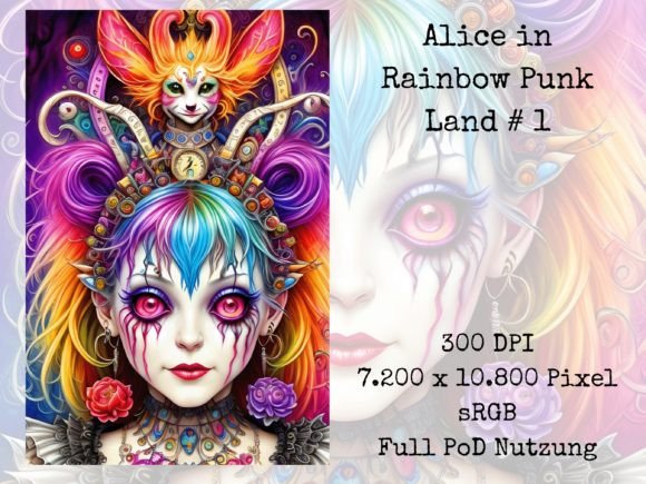 Alice in Rainbow Punk Land # 1 Grafik KI Grafiken Von Thomas Mayer