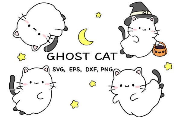 Cute Ghost Svg,ghost Svg 6Cut File Gráfico Ilustraciones Imprimibles Por Likeme Ideas