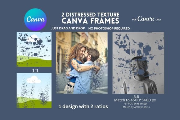 Distressed Texture Canva Frames Grafik Grafik-Vorlagen Von ElementDesignAndArt