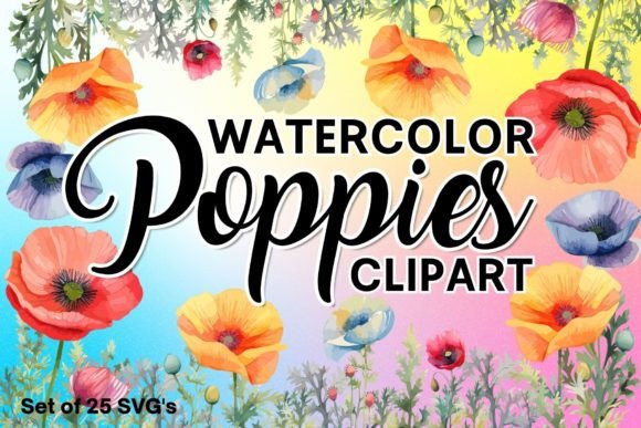 Watercolor Poppies Clipart Set Grafica Illustrazioni Stampabili Di Graphique Haven