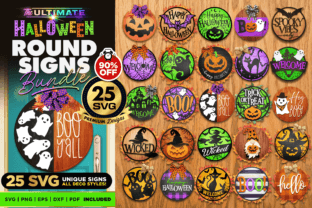 25 Halloween Door Signs SVG Bundle Vol.2 Graphic Crafts By The Vintage Signs Shop 1