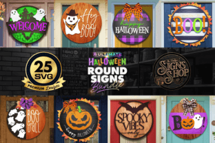 25 Halloween Door Signs SVG Bundle Vol.2 Graphic Crafts By The Vintage Signs Shop 2