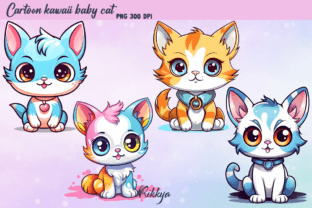 Cartoon Kawaii Baby Cat Clipart Graphic AI Transparent PNGs By Rikkya 2