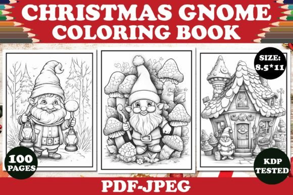 Christmas Gnome Coloring Book Graphic AI Coloring Pages By Design Empire