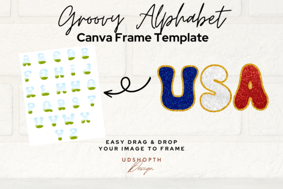 Groovy Alphabet Letters Canva Frame Graphic Product Mockups By The Magic Bee Studio