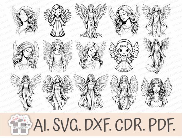 Woman Angel Svg. Angel Clipart Bundle Graphic Objects By MegaPrezencik