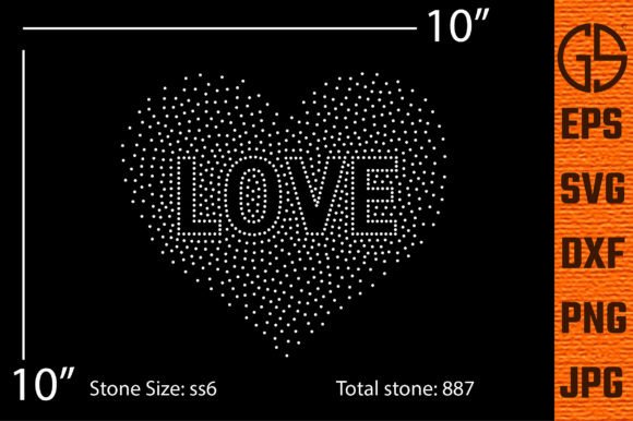 Love Rhinestone Template. Graphic Crafts By Graphic Solution