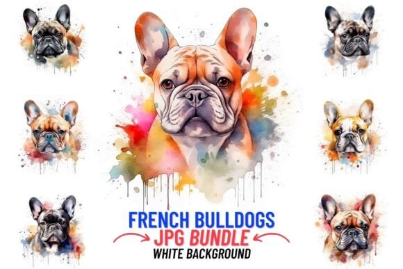Watercolor French Bulldog 12 JPG Clipart Grafik KI Illustrationen Von DigitalCreativeDen