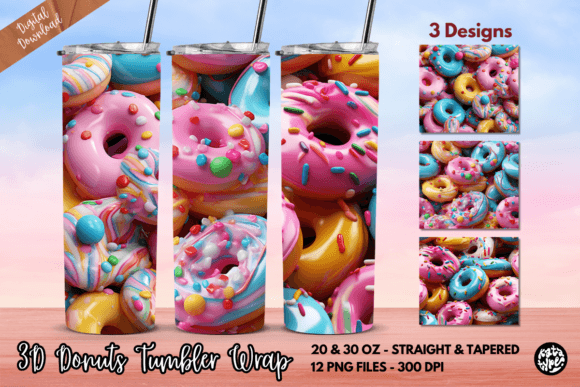 3D Donuts Tumbler Wrap Grafik Plotterdateien Von Katatype