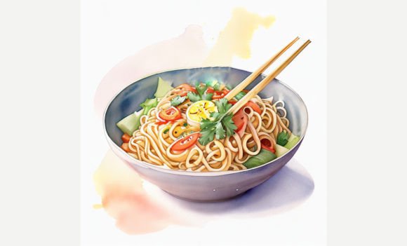Korean-Style Pasta Afbeelding AI Illustraties Door ANE