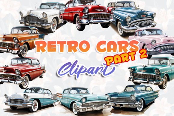 Retro Cars Clipart Part 2 Graphic AI Transparent PNGs By CrittersHub