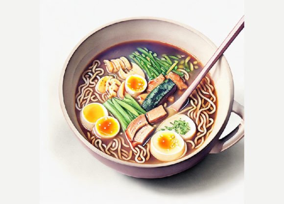 Watercolor Korean Tofu Ramen Grafika Ilustracje AI Przez ANE