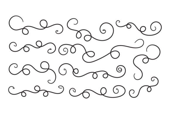 Curly Flourishes Swirls Scroll Design Graphic Illustrations By nurearth