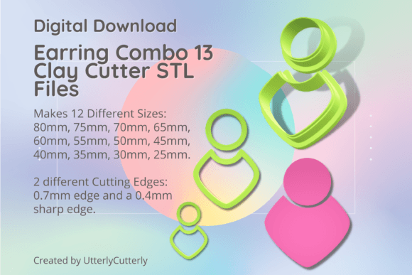 Earring Combo 13 Clay Cutter - Earring S Graphic 3D Print STL By UtterlyCutterly