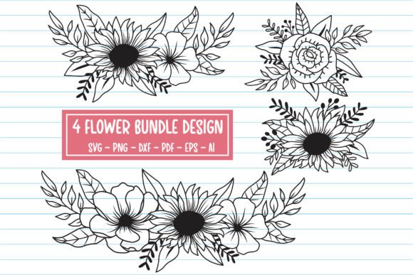 Flower Svg, Flower Bundle Svg, Florals Graphic Print Templates By Dakhashop