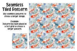 Koi Pond Seamless Patterns Graphic AI Patterns By oldmarketdesigns 5