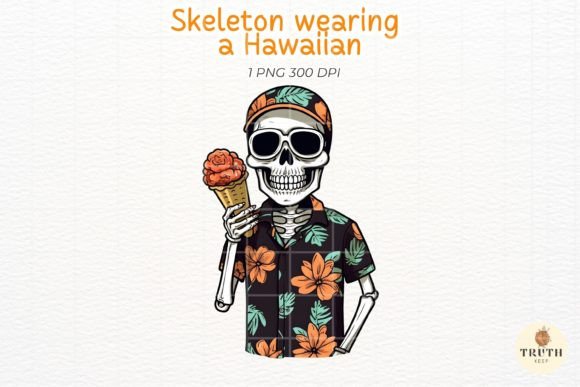 Skeleton Wearing a Hawaiian Shirt Gráfico Ilustraciones Imprimibles Por TRUTHkeep