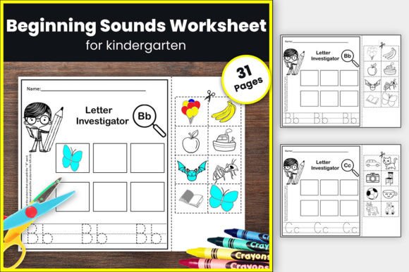 Beginning Sounds Letter Worksheets for K Graphic K By TheStudyKits