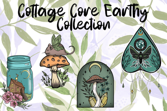 Cottagecore Earthy Collection Graphic Illustrations By Chaos Kitty