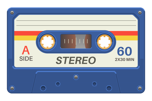Retro Sound Tape. Old Plastic Audio Cass Graphic Illustrations By yummybuum