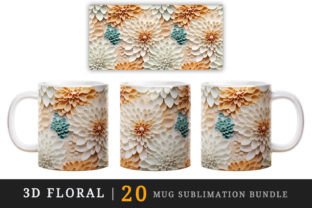 3D Floral, Flowers Mug Wrap Sublimation Graphic Crafts By Tati Design 10