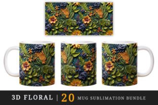 3D Floral, Flowers Mug Wrap Sublimation Graphic Crafts By Tati Design 14