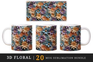 3D Floral, Flowers Mug Wrap Sublimation Graphic Crafts By Tati Design 16