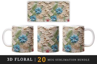 3D Floral, Flowers Mug Wrap Sublimation Graphic Crafts By Tati Design 17