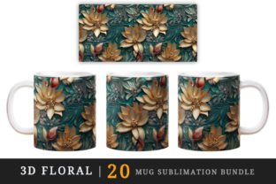 3D Floral, Flowers Mug Wrap Sublimation Graphic Crafts By Tati Design 19