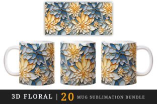 3D Floral, Flowers Mug Wrap Sublimation Graphic Crafts By Tati Design 2
