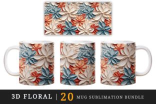 3D Floral, Flowers Mug Wrap Sublimation Graphic Crafts By Tati Design 6