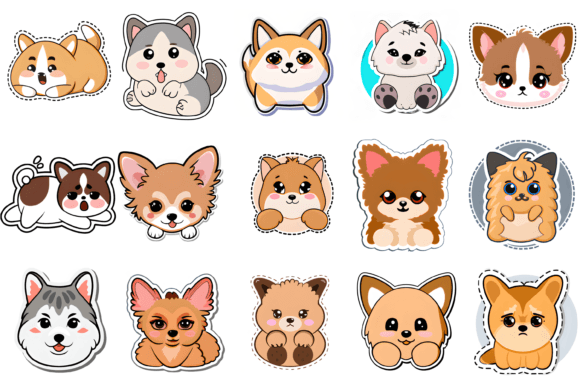 Dog Stickers Gráfico Ilustraciones IA Por VYCstore