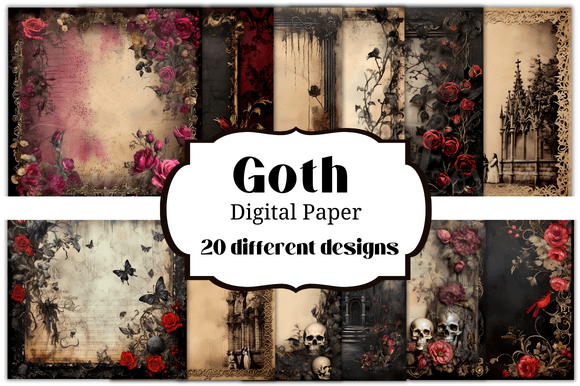 Goth Backgrounds Digital Papers Gráfico Planos de Fundo Por Laura Beth Love