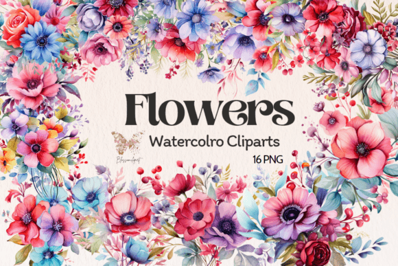 Watercolor Flowers Cliparts Graphic Crafts By BLOSSOM.clipart